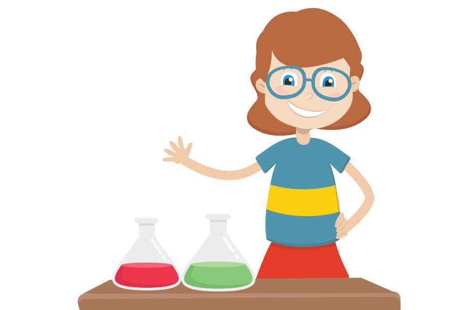 Teacher drawing with glass tubes